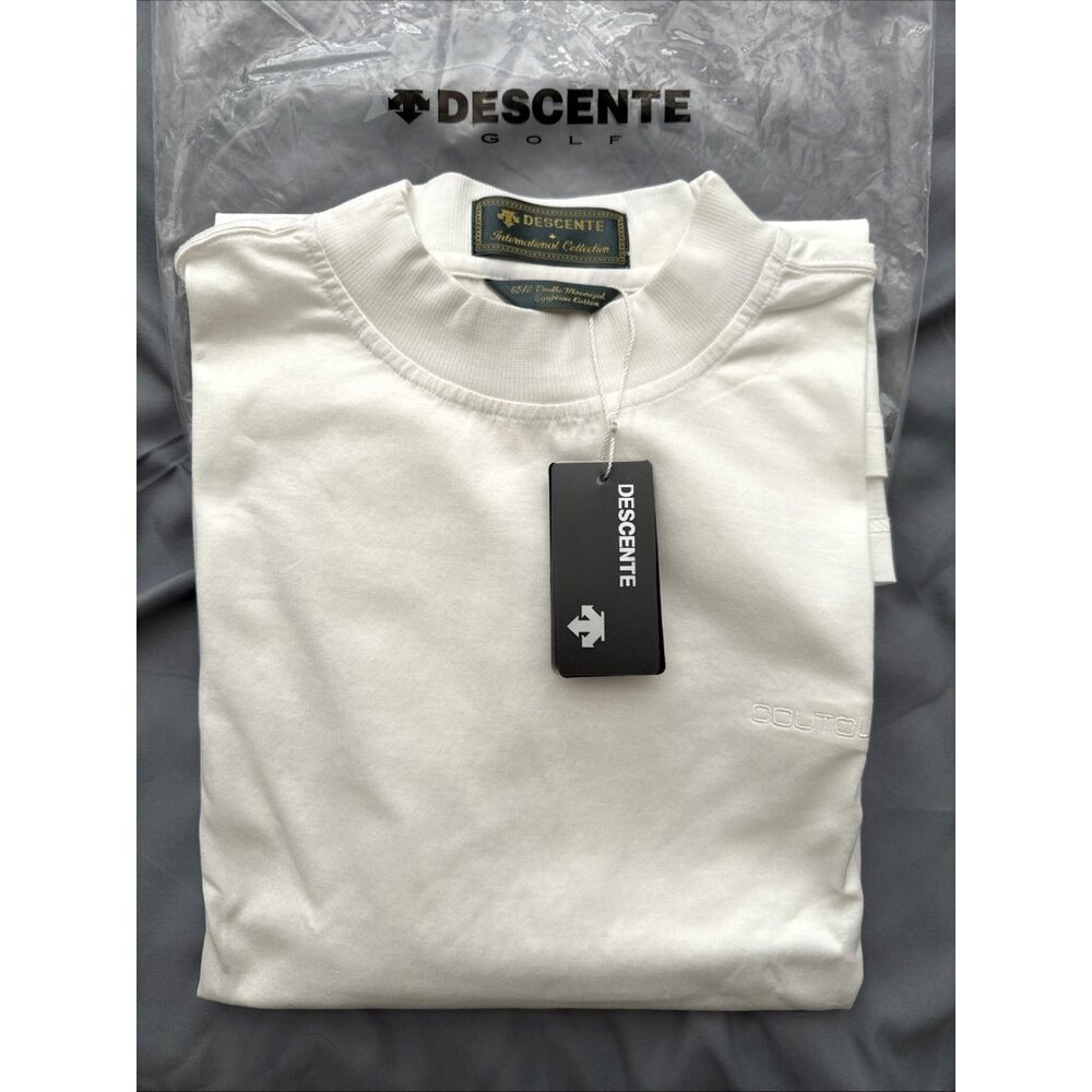 DESCENTE Golf White T Shirt Men's M International Collection Egyptian Cotton NEW